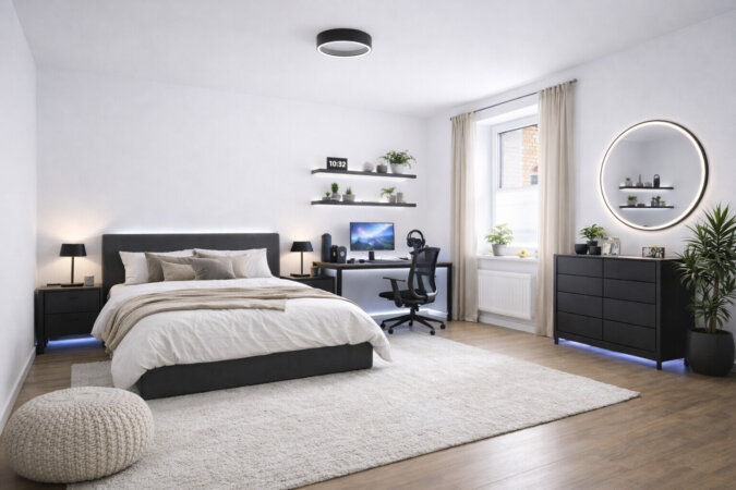 ruhiggelegenes Schlaf-Arbeits- oder Kinderzimmer