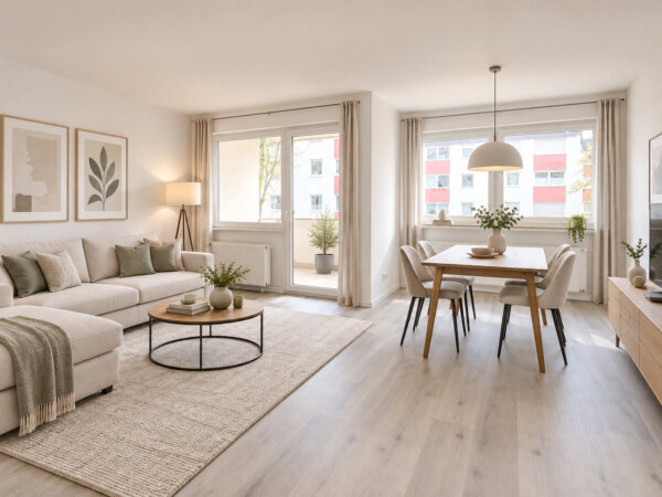 Wohn- und Esszimmer möbliert