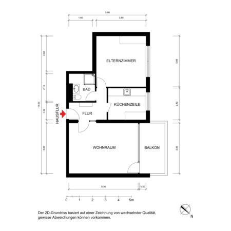 Grundriss 2-ZW 2D