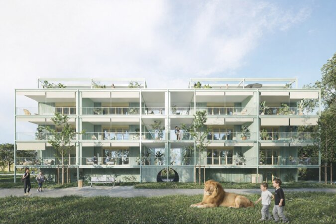 Ludwig Westansicht mit Löwe