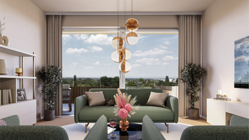 Visualisierung Wohnzimmer Ausblick