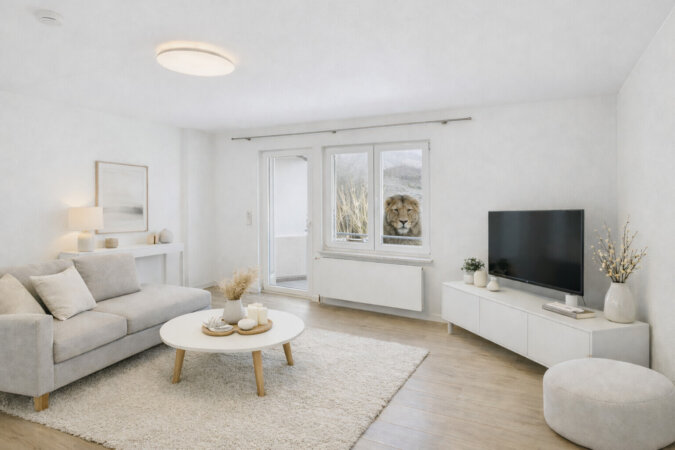 lichtdurchflutetes Wohnzimmer