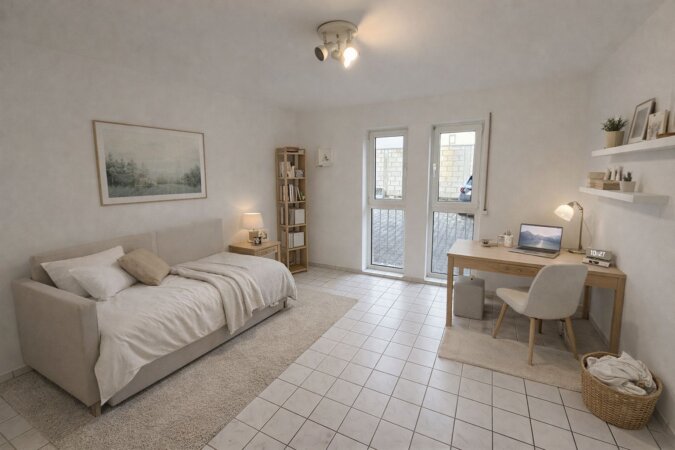 KI möbliertes Bild - helles Arbeits- oder Kinderzimmer