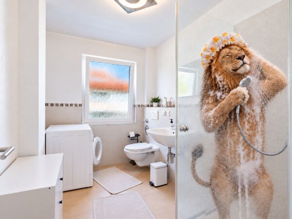 helles, modernes Badezimmer mit Dusche