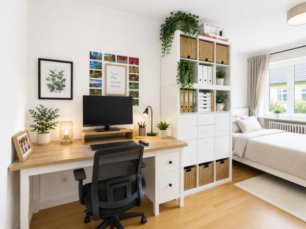 Home-Office-Space im Schlafzimmer