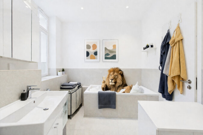 Tageslichtbad mit moderner Badewanne