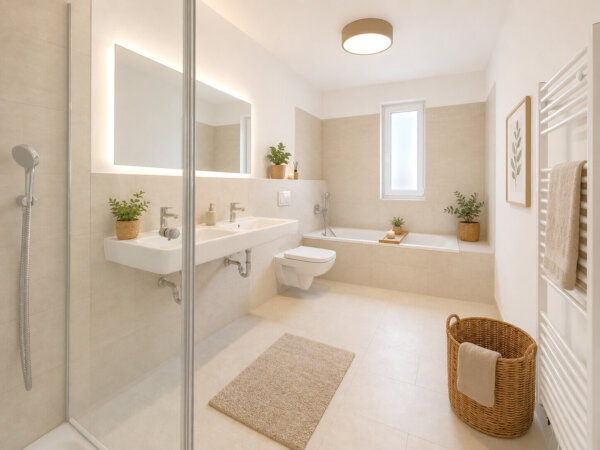 Tageslichtbad mit Badewanne
