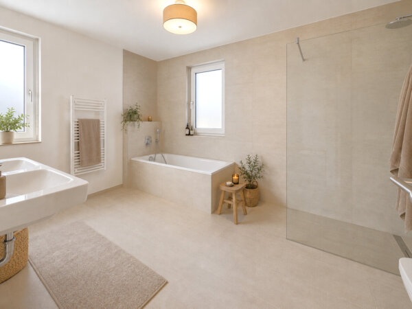tageslicht Bad mit XXL-Dusche und Badewanne