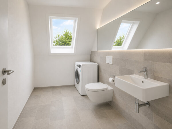 praktisches Gäste-WC mit Waschmaschinenanschluss