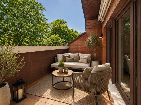 Loggia mit brauenen Rahmen
