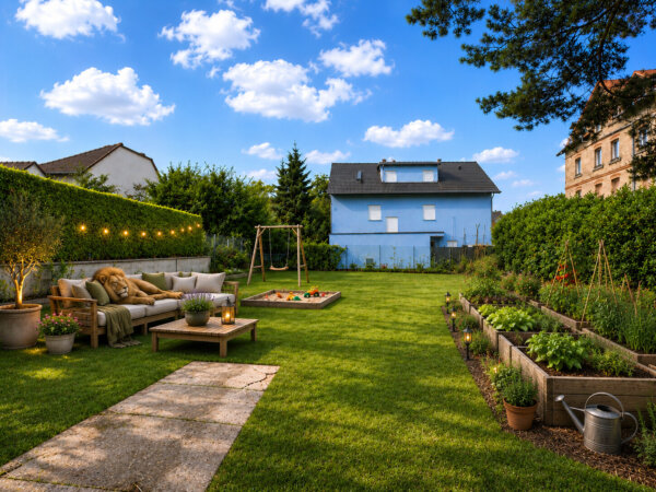 visualisierter Garten mit Löwe