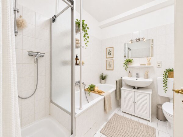 Badezimmer mit Dusche und Wanne im DG